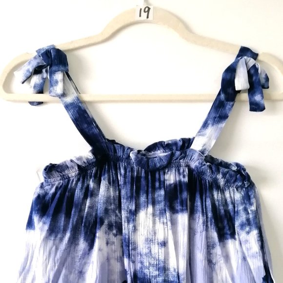 Self Esteem Girls Blue White Sleeveless Square Neck Tie Dye Tank Top Size L - Picture 2 of 7